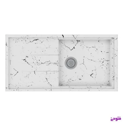 سینک گرانیتی آناهید اکونومی سفید رگه مشکی دراکو