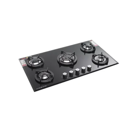 اجاق گاز مدل G3026 پنج شعله شیشه مشکی چدن فانتزی سر شعله تیپ 3 قارچی یانان