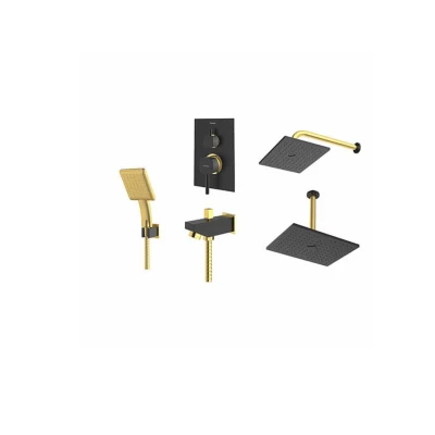 شیرآلات دوش (متعلقات) توکار سقفی Brass تیپ 4 رومر مشکی طلایی شودر