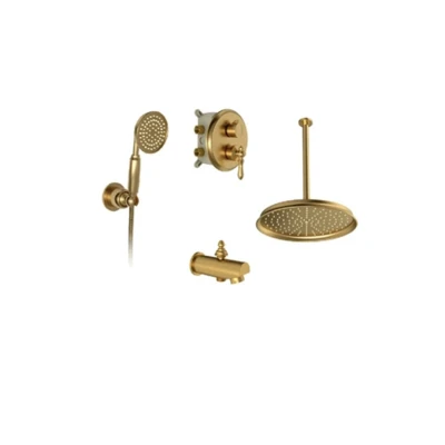 شیرآلات دوش (متعلقات) توکار سقفی Brass تیپ 4 زیگموند طلایی مات شودر