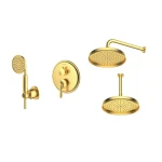 شیرآلات دوش (متعلقات) توکار سقفی Brass تیپ 3 زیگموند طلایی مات شودر