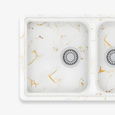سینک گرانیتی پرین اکونومی سفید رگه طلایی PR107 دراکو
